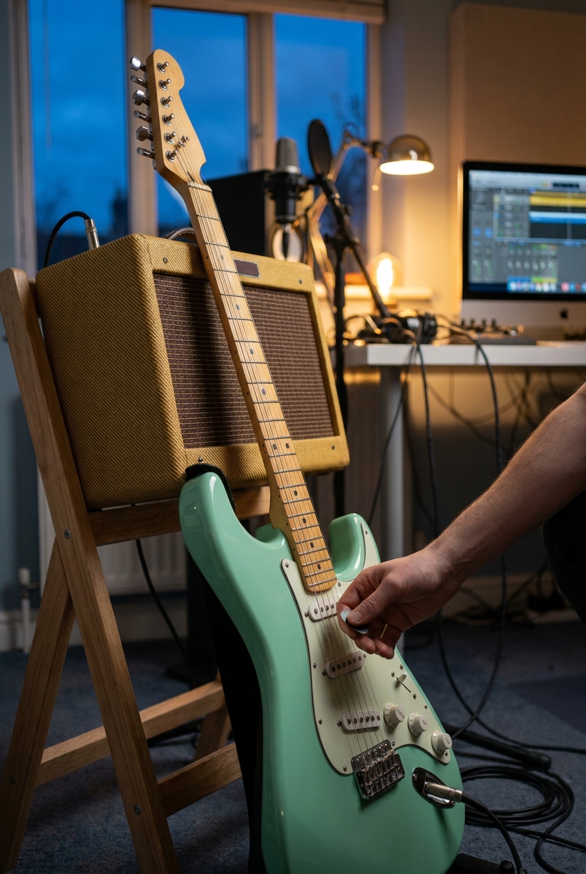 Chitarra Strat-style in studio domestico